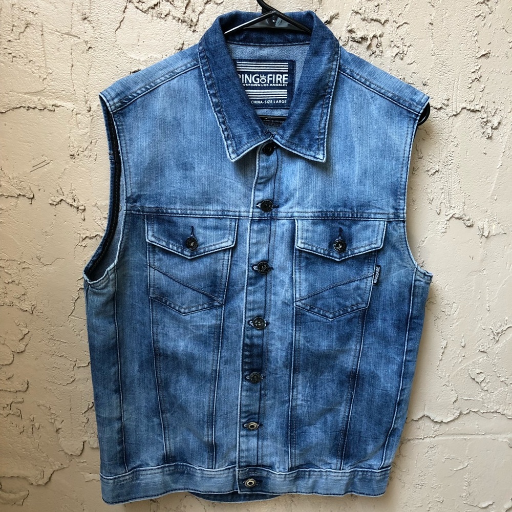 Ring of Fire Denim Light Acid Wash Vest.